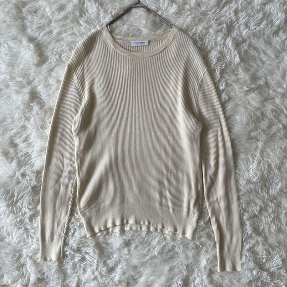 Bouth Ivory Rib Knit F Simple Sweater - Picture 2 of 5